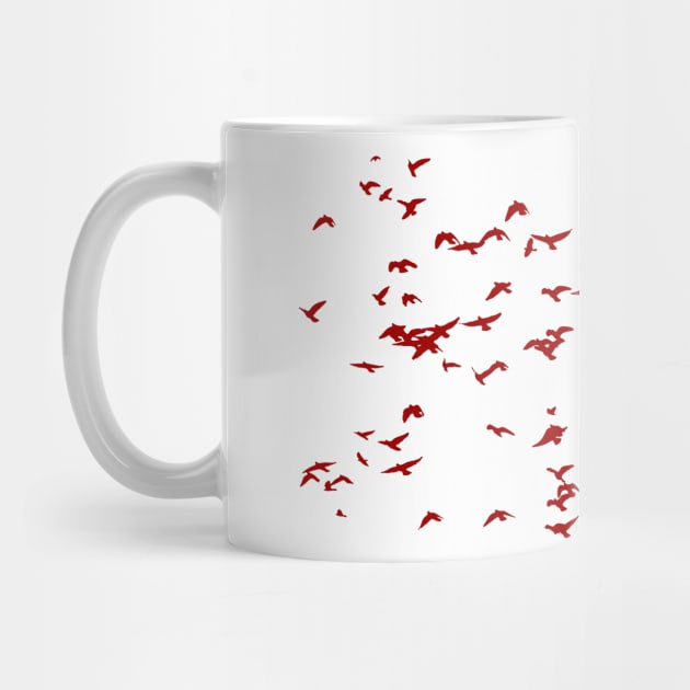 Flock of red birds illutrated art design by kamdesigns